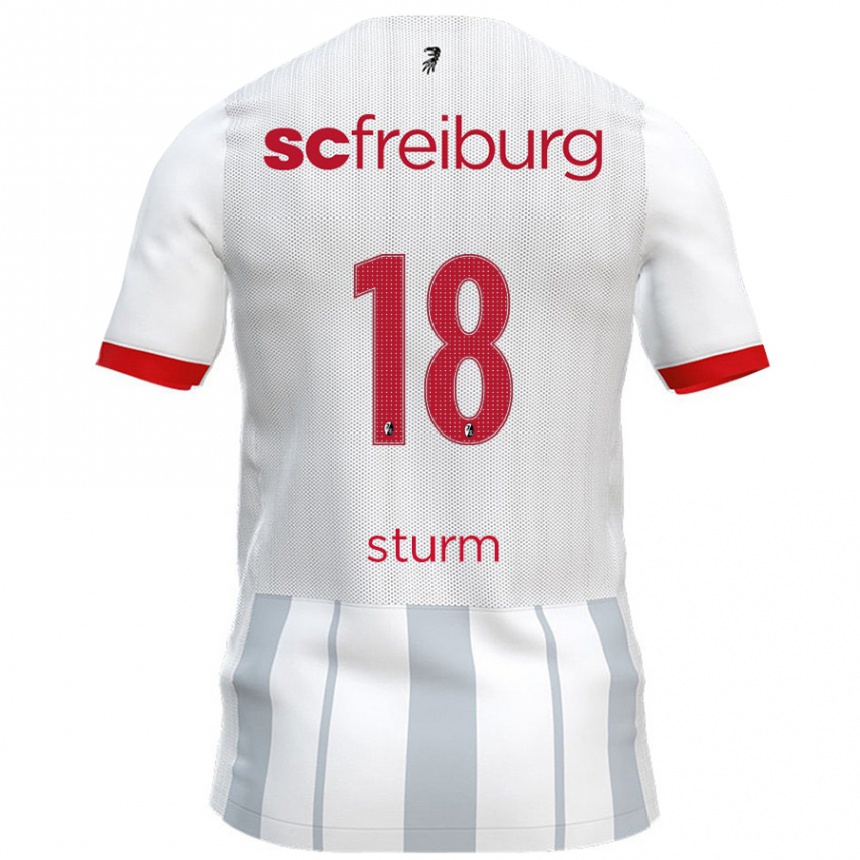 Kinder Fußball Yann Sturm #18 Weiß Grau Auswärtstrikot Trikot 2024/25 T-Shirt Luxemburg