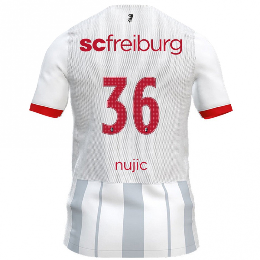 Kinder Fußball Luka Nujic #36 Weiß Grau Auswärtstrikot Trikot 2024/25 T-Shirt Luxemburg