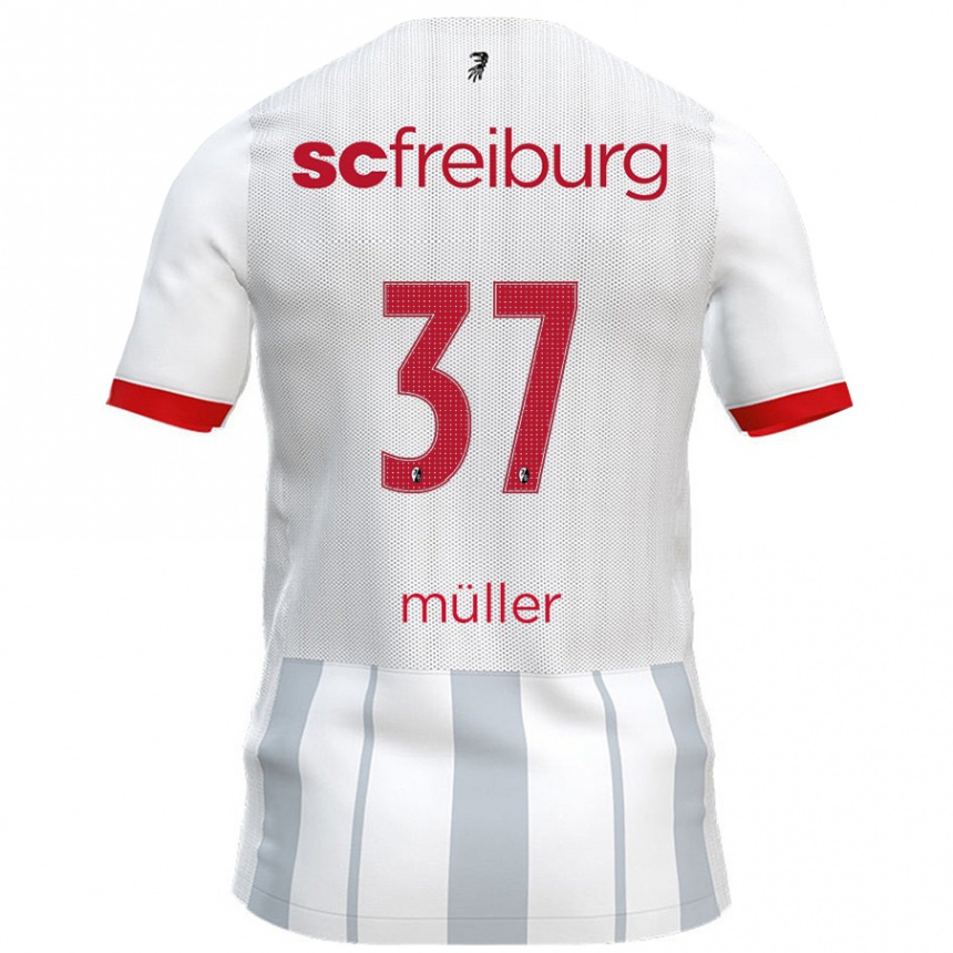 Kinder Fußball Ruben Müller #37 Weiß Grau Auswärtstrikot Trikot 2024/25 T-Shirt Luxemburg