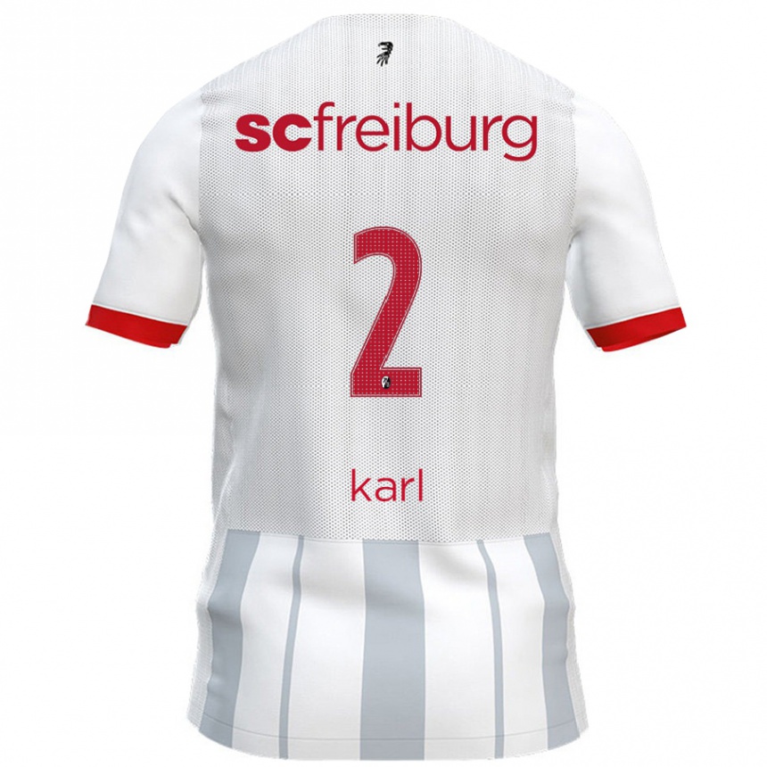 Kinder Fußball Lisa Karl #2 Weiß Grau Auswärtstrikot Trikot 2024/25 T-Shirt Luxemburg