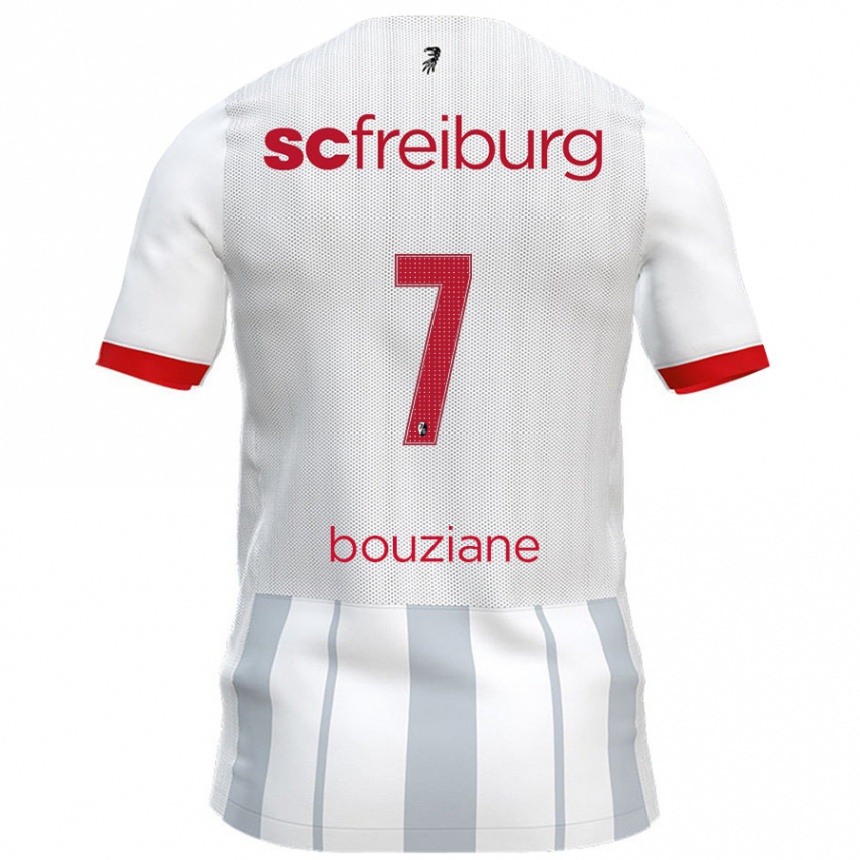 Kinder Fußball Chiara Bouziane #7 Weiß Grau Auswärtstrikot Trikot 2024/25 T-Shirt Luxemburg