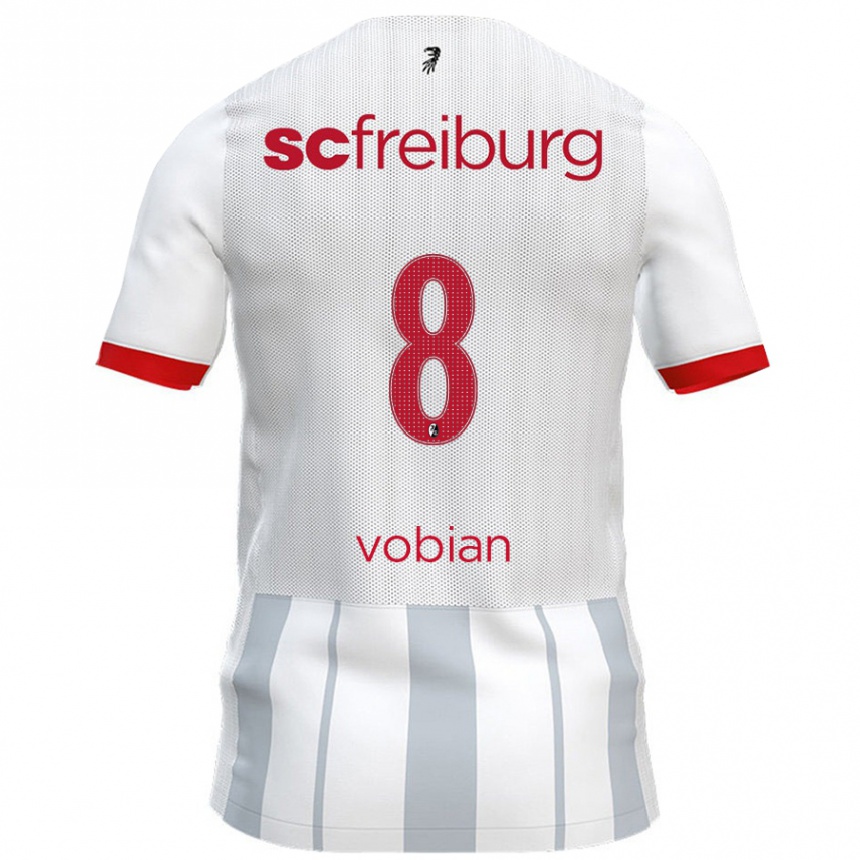 Kinder Fußball Selina Vobian #8 Weiß Grau Auswärtstrikot Trikot 2024/25 T-Shirt Luxemburg