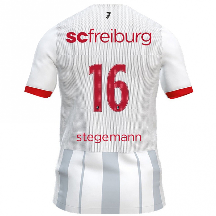 Kinder Fußball Greta Stegemann #16 Weiß Grau Auswärtstrikot Trikot 2024/25 T-Shirt Luxemburg