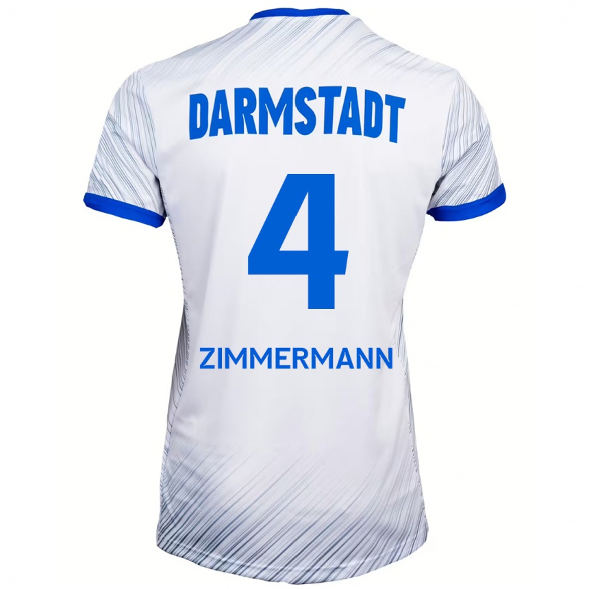 Kinder Fußball Christoph Zimmermann #4 Weiß Blau Auswärtstrikot Trikot 2024/25 T-Shirt Luxemburg