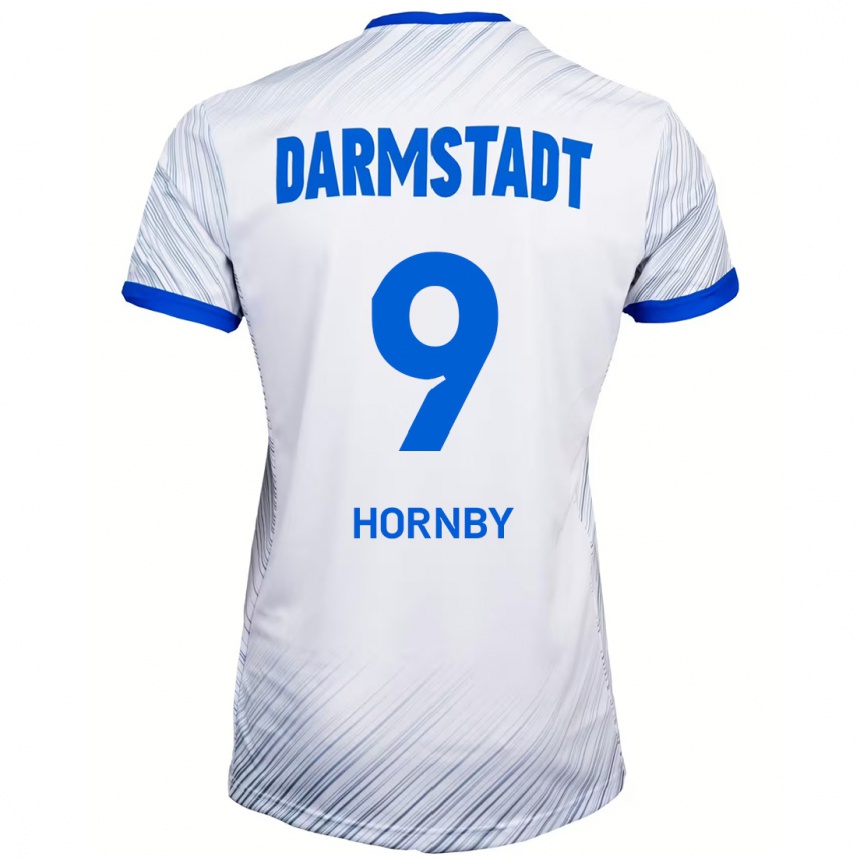 Kinder Fußball Fraser Hornby #9 Weiß Blau Auswärtstrikot Trikot 2024/25 T-Shirt Luxemburg