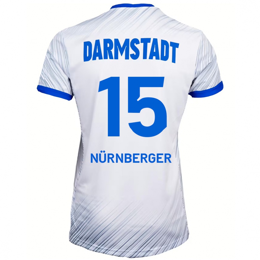 Kinder Fußball Fabian Nürnberger #15 Weiß Blau Auswärtstrikot Trikot 2024/25 T-Shirt Luxemburg