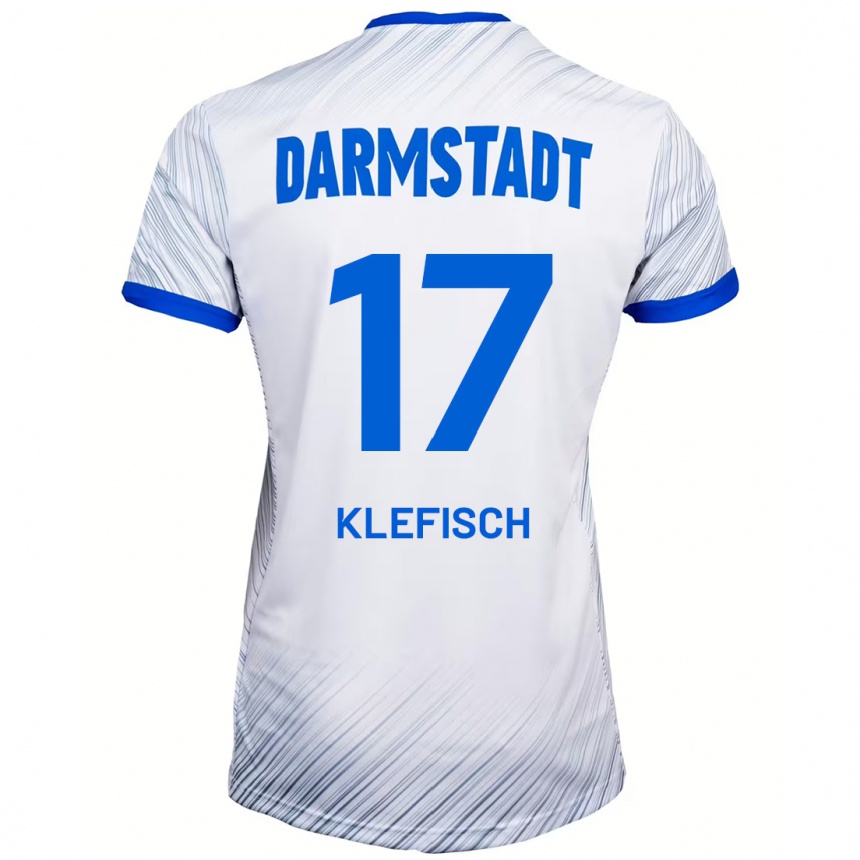 Kinder Fußball Kai Klefisch #17 Weiß Blau Auswärtstrikot Trikot 2024/25 T-Shirt Luxemburg