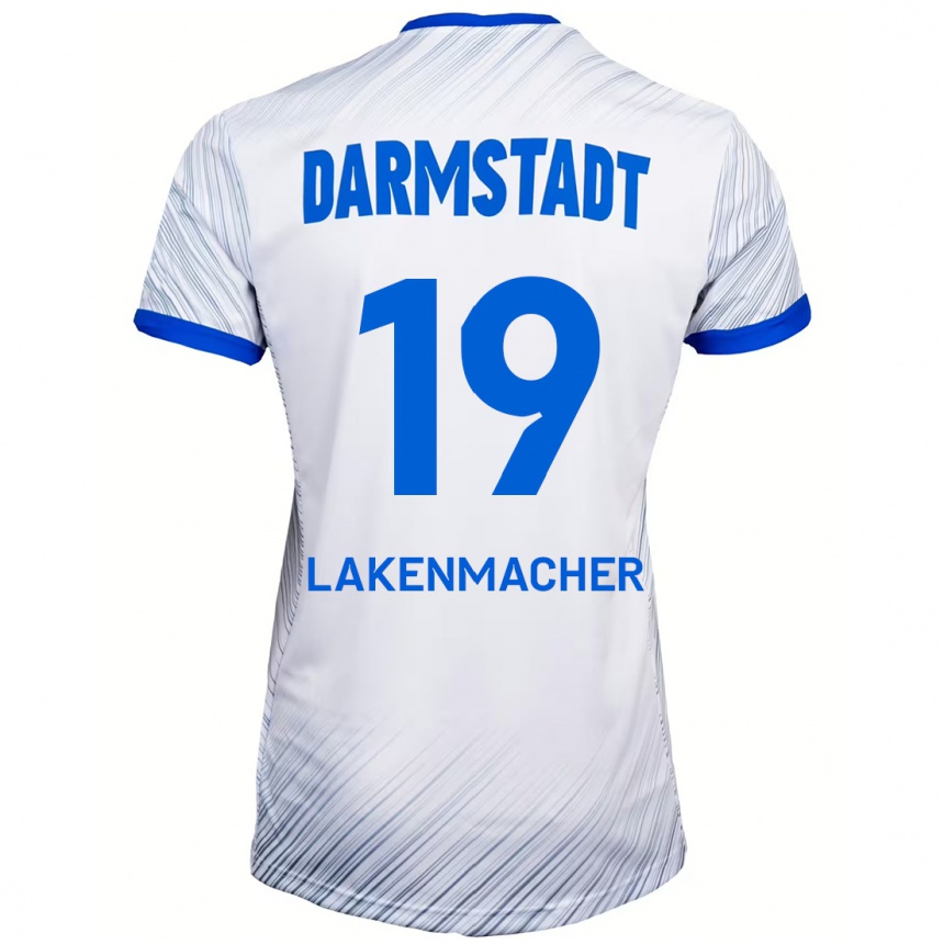 Kinder Fußball Fynn Lakenmacher #19 Weiß Blau Auswärtstrikot Trikot 2024/25 T-Shirt Luxemburg