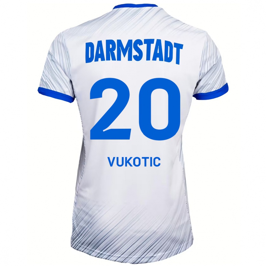 Kinder Fußball Aleksandar Vukotic #20 Weiß Blau Auswärtstrikot Trikot 2024/25 T-Shirt Luxemburg