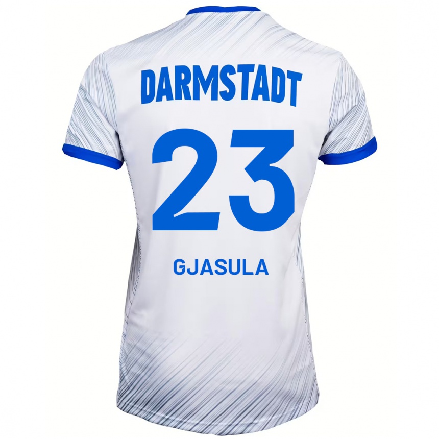 Kinder Fußball Klaus Gjasula #23 Weiß Blau Auswärtstrikot Trikot 2024/25 T-Shirt Luxemburg