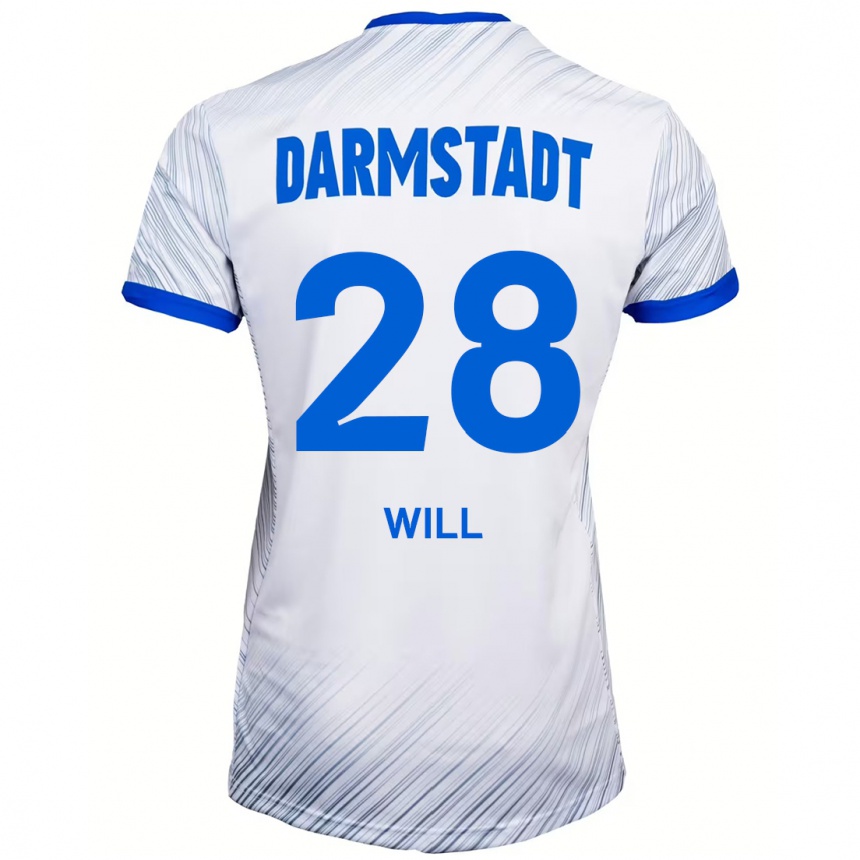 Kinder Fußball Paul Will #28 Weiß Blau Auswärtstrikot Trikot 2024/25 T-Shirt Luxemburg