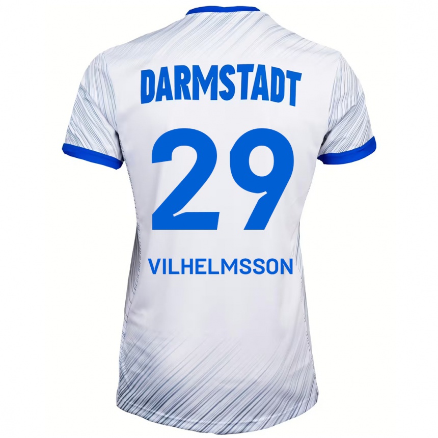 Kinder Fußball Oscar Vilhelmsson #29 Weiß Blau Auswärtstrikot Trikot 2024/25 T-Shirt Luxemburg