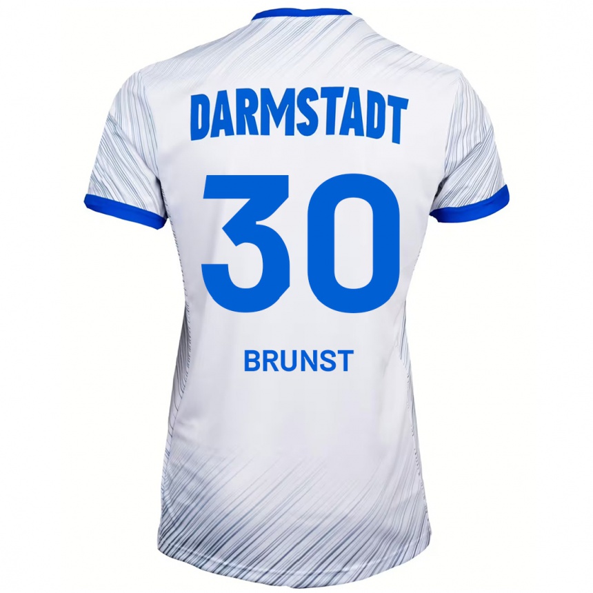 Kinder Fußball Alexander Brunst #30 Weiß Blau Auswärtstrikot Trikot 2024/25 T-Shirt Luxemburg