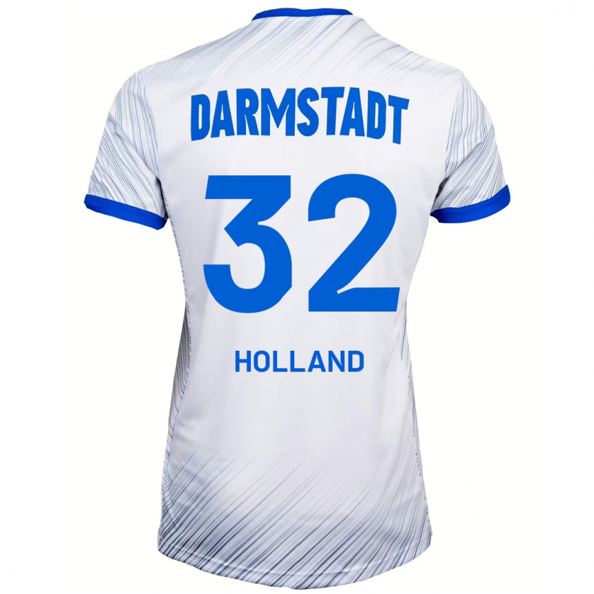 Kinder Fußball Fabian Holland #32 Weiß Blau Auswärtstrikot Trikot 2024/25 T-Shirt Luxemburg