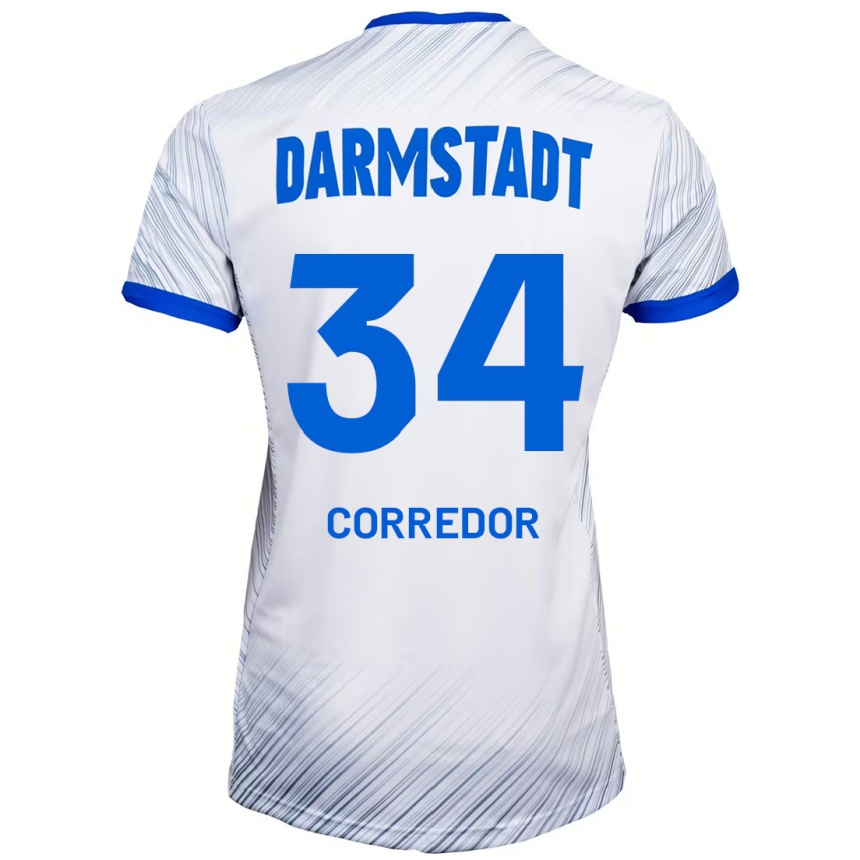 Kinder Fußball Killian Corredor #34 Weiß Blau Auswärtstrikot Trikot 2024/25 T-Shirt Luxemburg