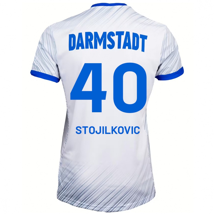 Kinder Fußball Filip Stojilkovic #40 Weiß Blau Auswärtstrikot Trikot 2024/25 T-Shirt Luxemburg