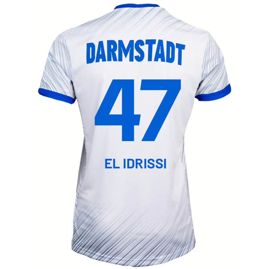 Kinder Fußball Othmane El Idrissi #47 Weiß Blau Auswärtstrikot Trikot 2024/25 T-Shirt Luxemburg