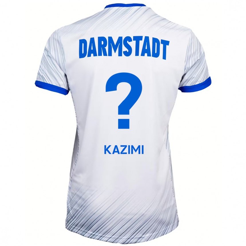 Kinder Fußball Yasin Kazimi #0 Weiß Blau Auswärtstrikot Trikot 2024/25 T-Shirt Luxemburg