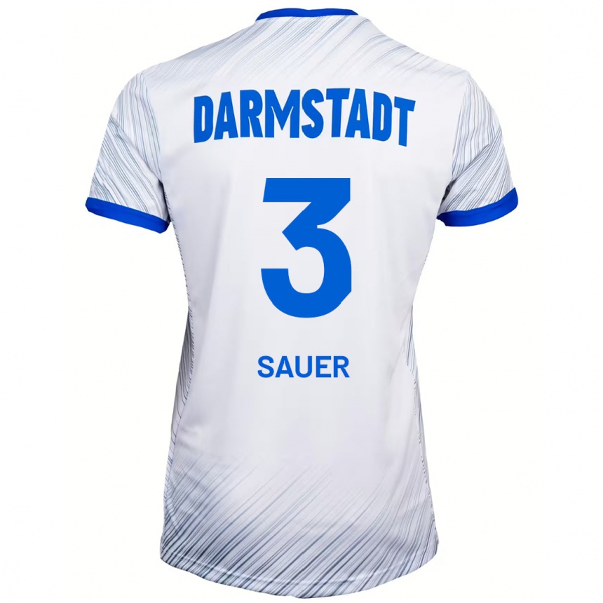 Kinder Fußball Nick Sauer #3 Weiß Blau Auswärtstrikot Trikot 2024/25 T-Shirt Luxemburg