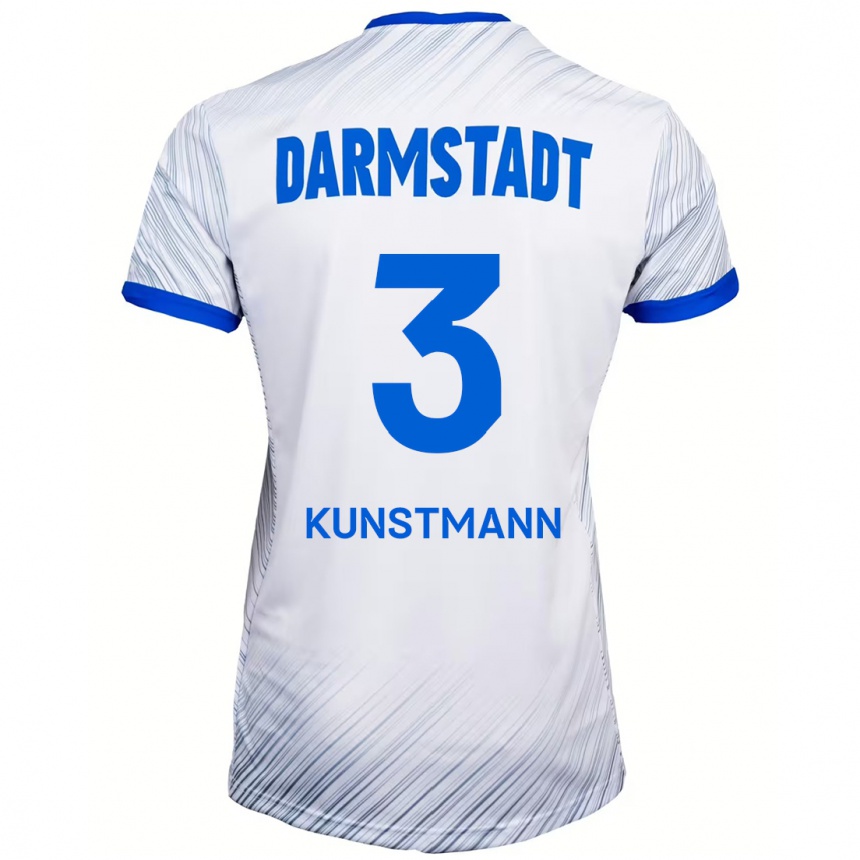 Kinder Fußball Kelvin Kunstmann #3 Weiß Blau Auswärtstrikot Trikot 2024/25 T-Shirt Luxemburg