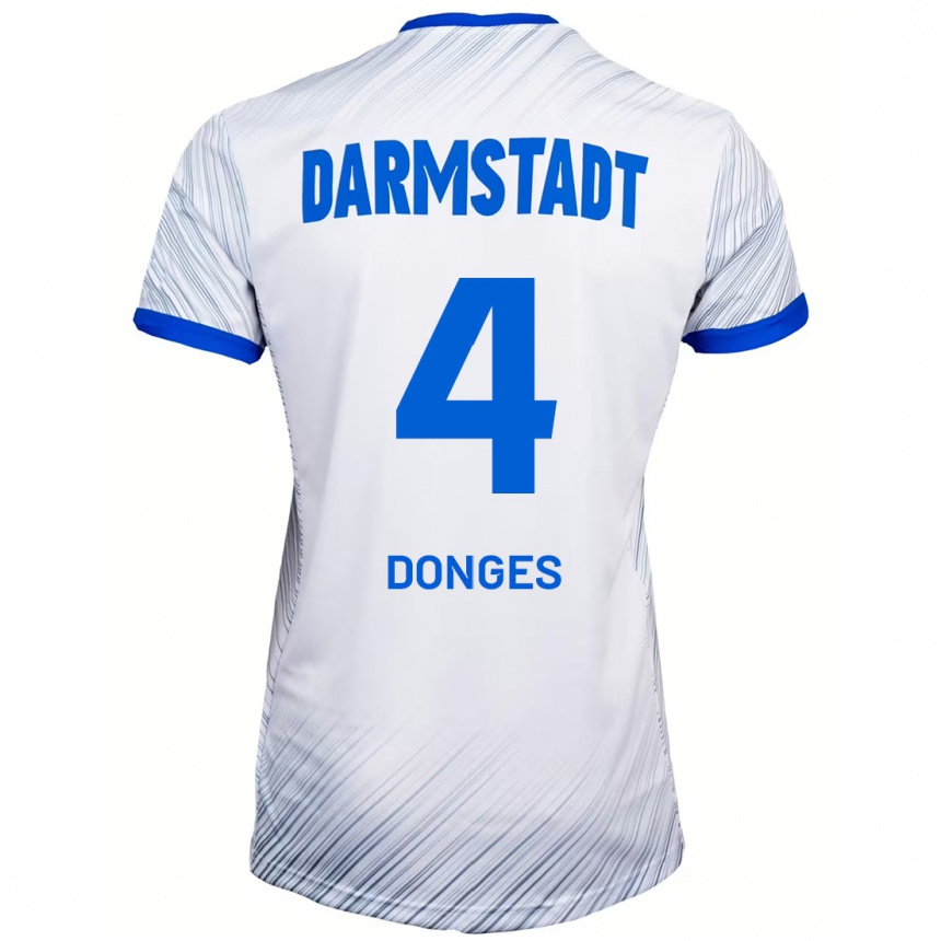 Kinder Fußball Julian Donges #4 Weiß Blau Auswärtstrikot Trikot 2024/25 T-Shirt Luxemburg