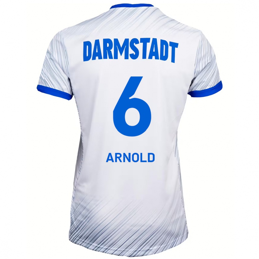 Kinder Fußball Tim Arnold #6 Weiß Blau Auswärtstrikot Trikot 2024/25 T-Shirt Luxemburg