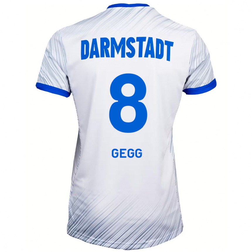 Kinder Fußball Samir Gegg #8 Weiß Blau Auswärtstrikot Trikot 2024/25 T-Shirt Luxemburg