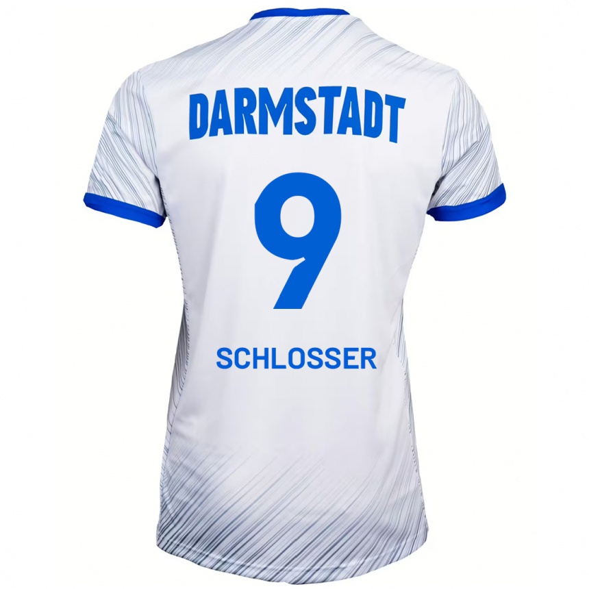 Kinder Fußball Mika Schlosser #9 Weiß Blau Auswärtstrikot Trikot 2024/25 T-Shirt Luxemburg