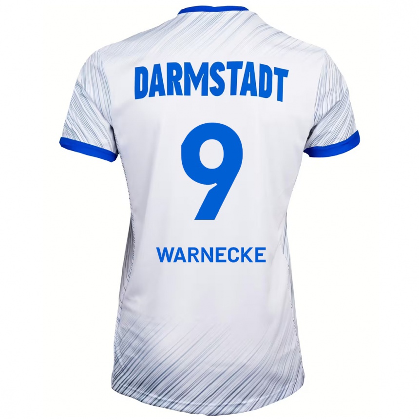 Kinder Fußball Ben Warnecke #9 Weiß Blau Auswärtstrikot Trikot 2024/25 T-Shirt Luxemburg