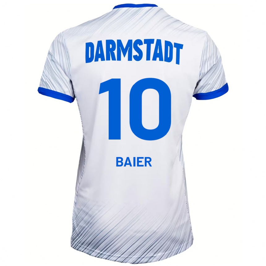 Kinder Fußball Nico Baier #10 Weiß Blau Auswärtstrikot Trikot 2024/25 T-Shirt Luxemburg