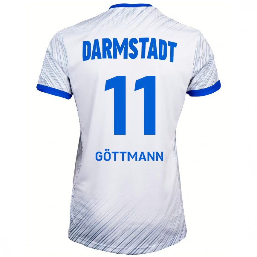 Kinder Fußball Levin Göttmann #11 Weiß Blau Auswärtstrikot Trikot 2024/25 T-Shirt Luxemburg