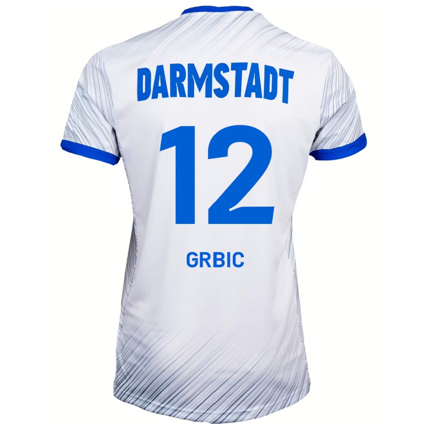 Kinder Fußball Viktor Grbic #12 Weiß Blau Auswärtstrikot Trikot 2024/25 T-Shirt Luxemburg