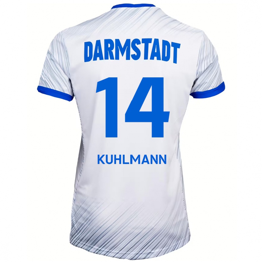 Kinder Fußball Marcel Kuhlmann #14 Weiß Blau Auswärtstrikot Trikot 2024/25 T-Shirt Luxemburg