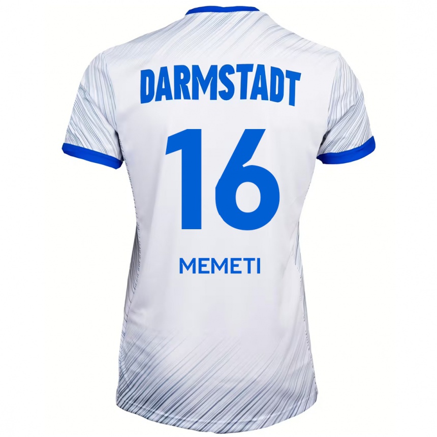 Kinder Fußball Dilon Memeti #16 Weiß Blau Auswärtstrikot Trikot 2024/25 T-Shirt Luxemburg