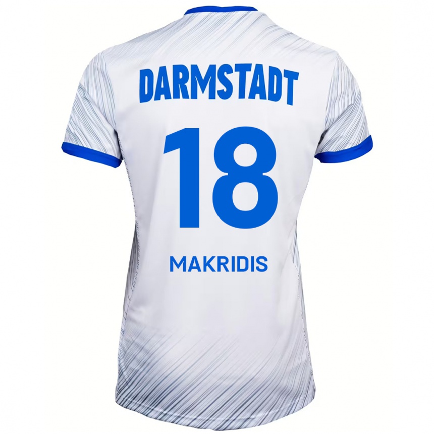 Kinder Fußball Georgios Makridis #18 Weiß Blau Auswärtstrikot Trikot 2024/25 T-Shirt Luxemburg