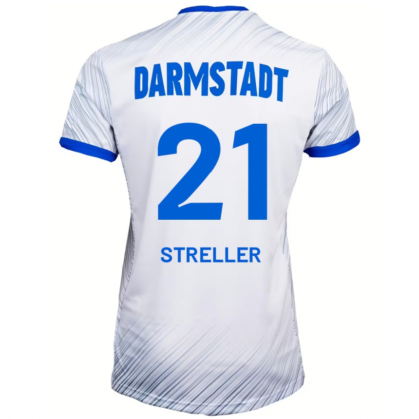 Kinder Fußball Till Streller #21 Weiß Blau Auswärtstrikot Trikot 2024/25 T-Shirt Luxemburg