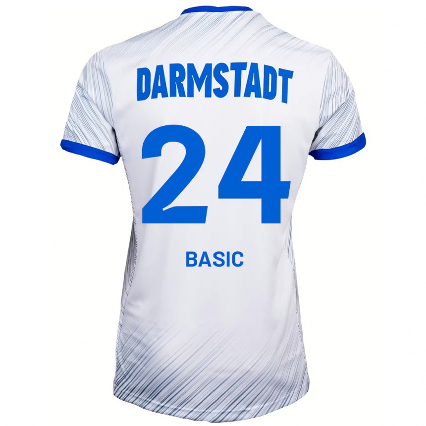 Kinder Fußball Benjamin Basic #24 Weiß Blau Auswärtstrikot Trikot 2024/25 T-Shirt Luxemburg