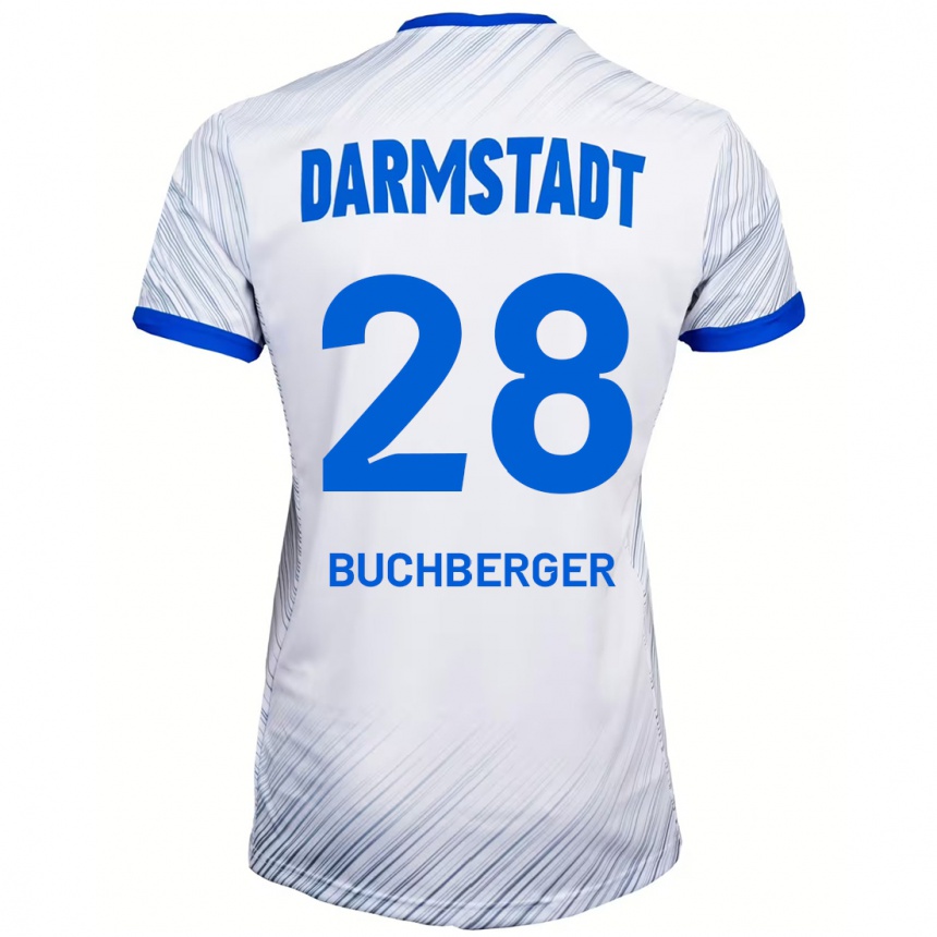 Kinder Fußball Jonas Buchberger #28 Weiß Blau Auswärtstrikot Trikot 2024/25 T-Shirt Luxemburg