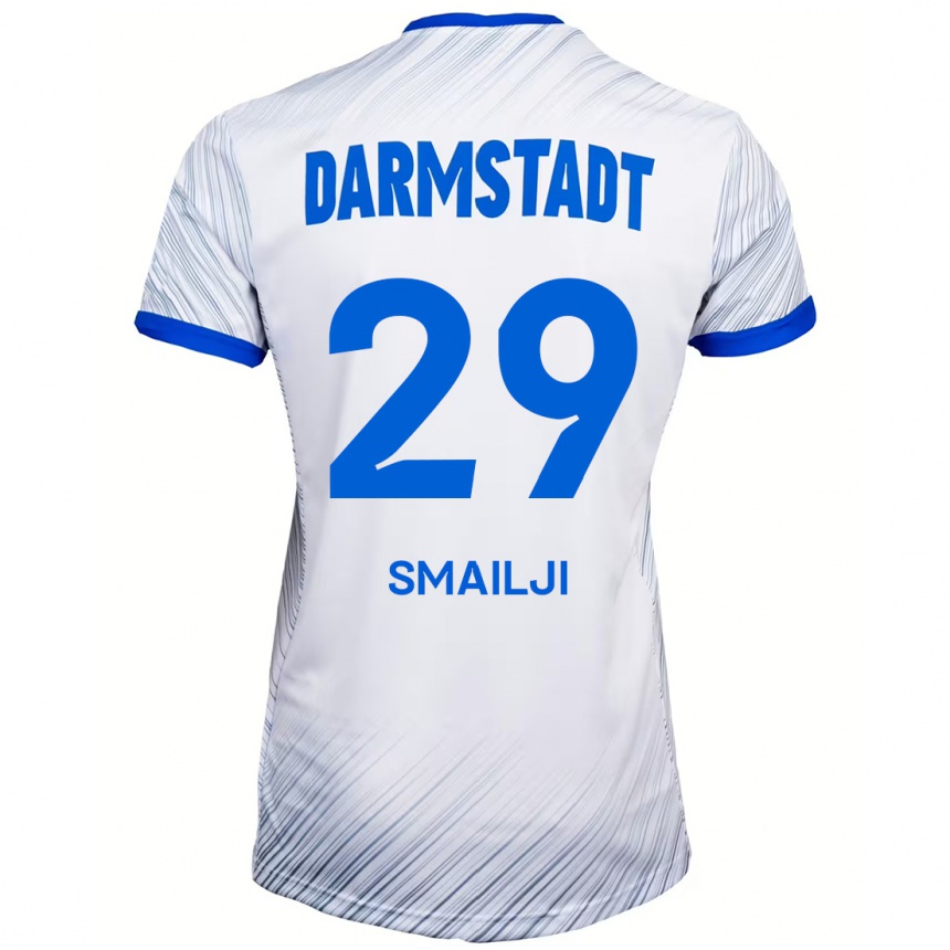 Kinder Fußball Esad Smailji #29 Weiß Blau Auswärtstrikot Trikot 2024/25 T-Shirt Luxemburg