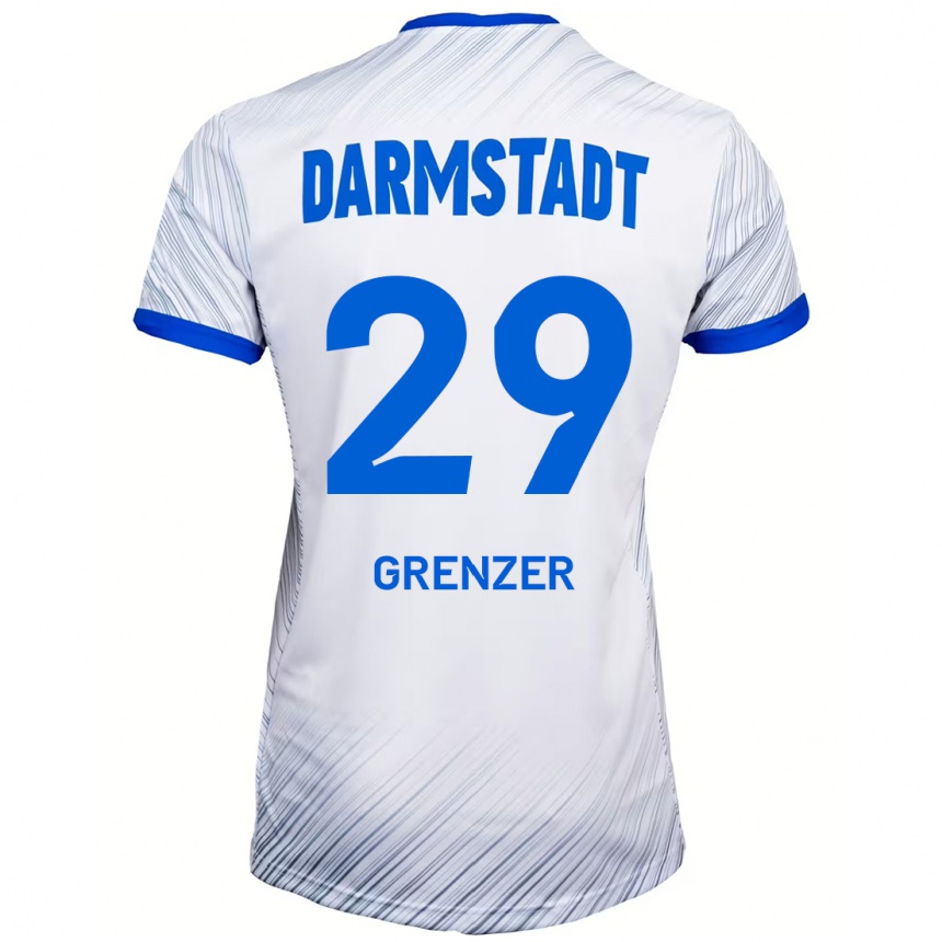 Kinder Fußball Mika Grenzer #29 Weiß Blau Auswärtstrikot Trikot 2024/25 T-Shirt Luxemburg