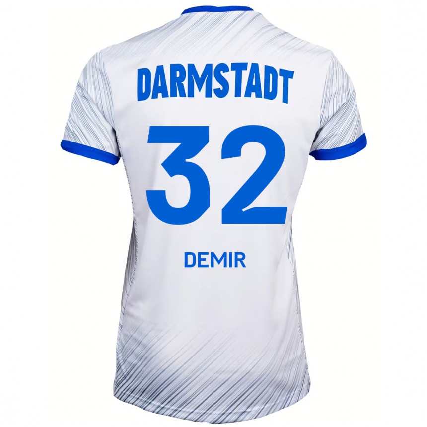 Kinder Fußball Lean Demir #32 Weiß Blau Auswärtstrikot Trikot 2024/25 T-Shirt Luxemburg