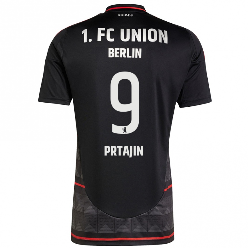 Kinder Fußball Ivan Prtajin #9 Schwarz Auswärtstrikot Trikot 2024/25 T-Shirt Luxemburg