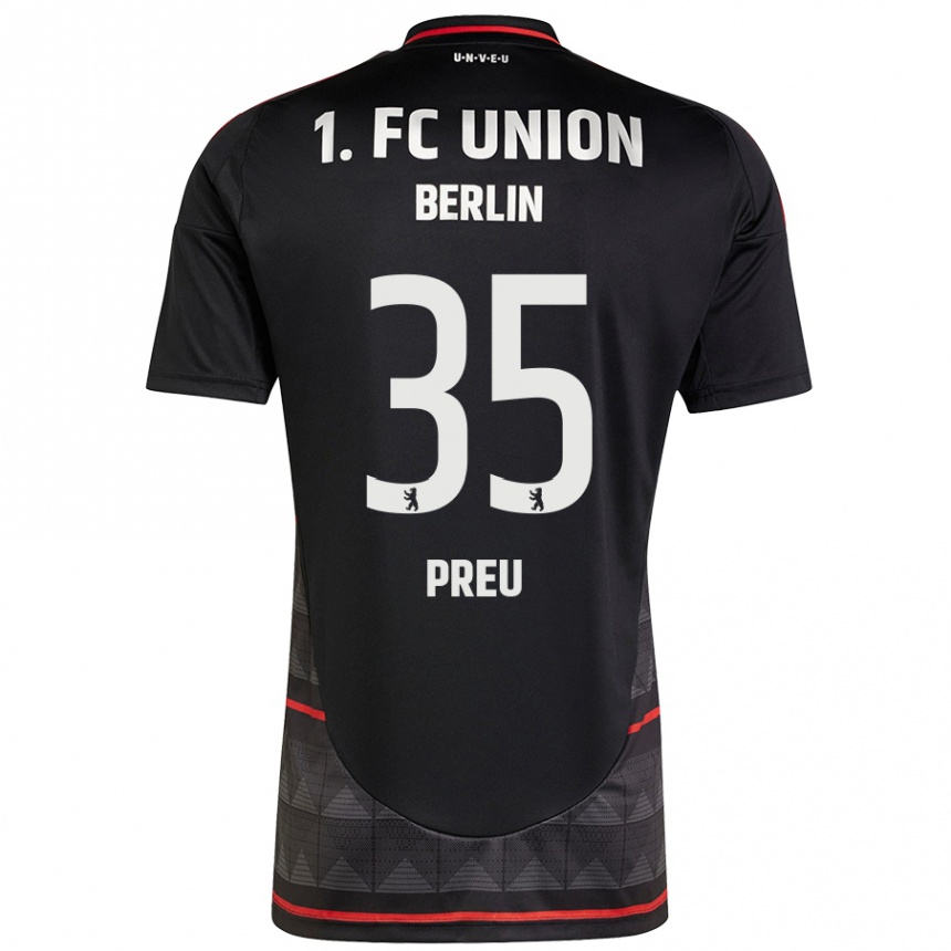 Kinder Fußball David Preu #35 Schwarz Auswärtstrikot Trikot 2024/25 T-Shirt Luxemburg