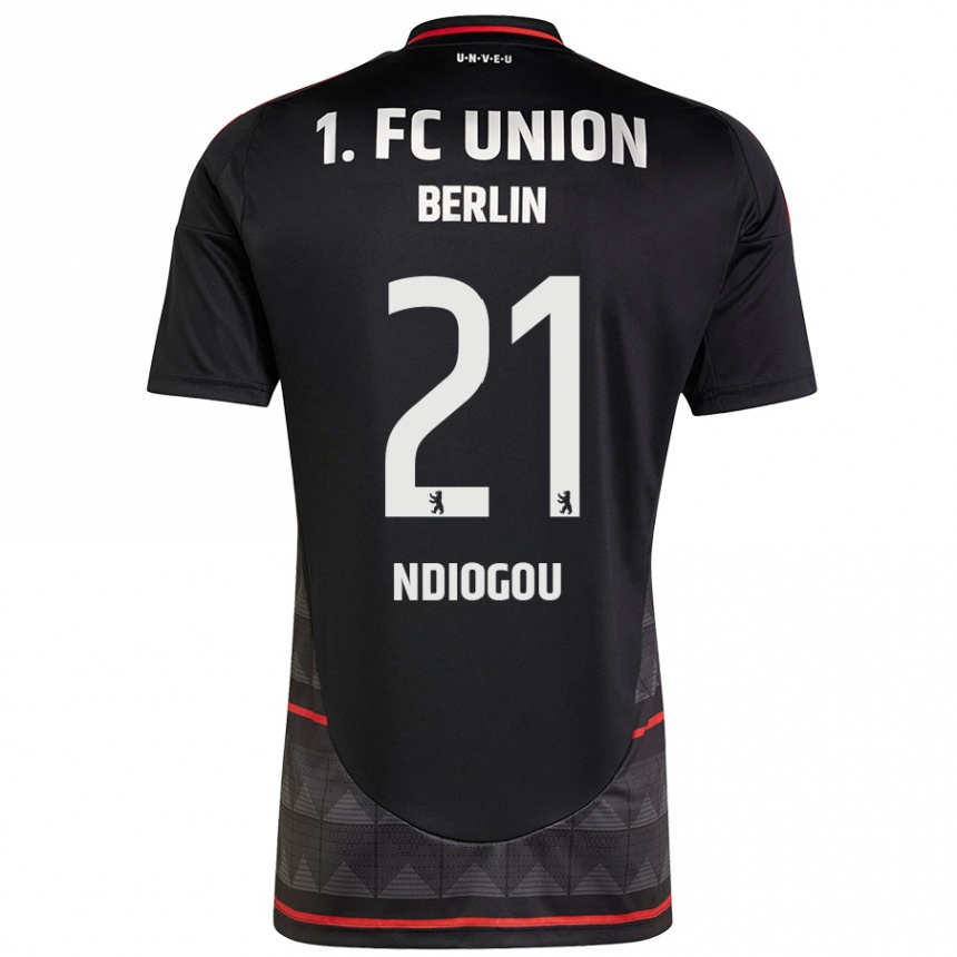 Kinder Fußball Pape-Omar Ndiogou #21 Schwarz Auswärtstrikot Trikot 2024/25 T-Shirt Luxemburg