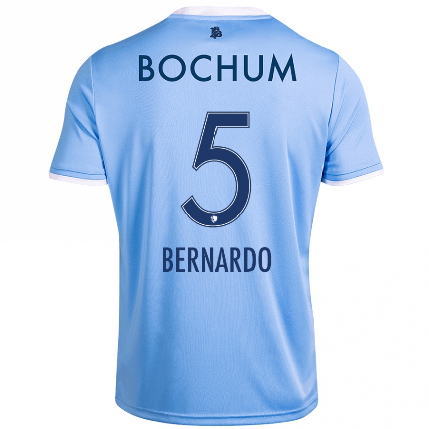 Kinder Fußball Bernardo #5 Himmelblau Auswärtstrikot Trikot 2024/25 T-Shirt Luxemburg