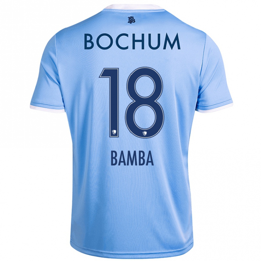 Kinder Fußball Samuel Bamba #18 Himmelblau Auswärtstrikot Trikot 2024/25 T-Shirt Luxemburg