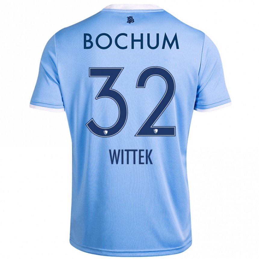 Kinder Fußball Maximilian Wittek #32 Himmelblau Auswärtstrikot Trikot 2024/25 T-Shirt Luxemburg