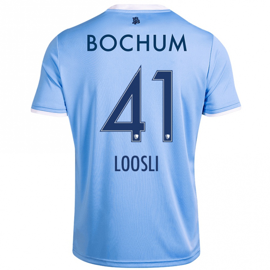 Kinder Fußball Noah Loosli #41 Himmelblau Auswärtstrikot Trikot 2024/25 T-Shirt Luxemburg