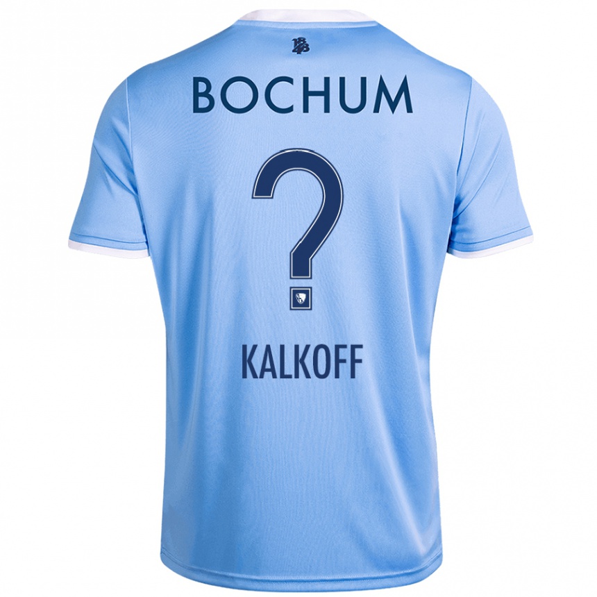 Kinder Fußball Jona Kalkoff #0 Himmelblau Auswärtstrikot Trikot 2024/25 T-Shirt Luxemburg