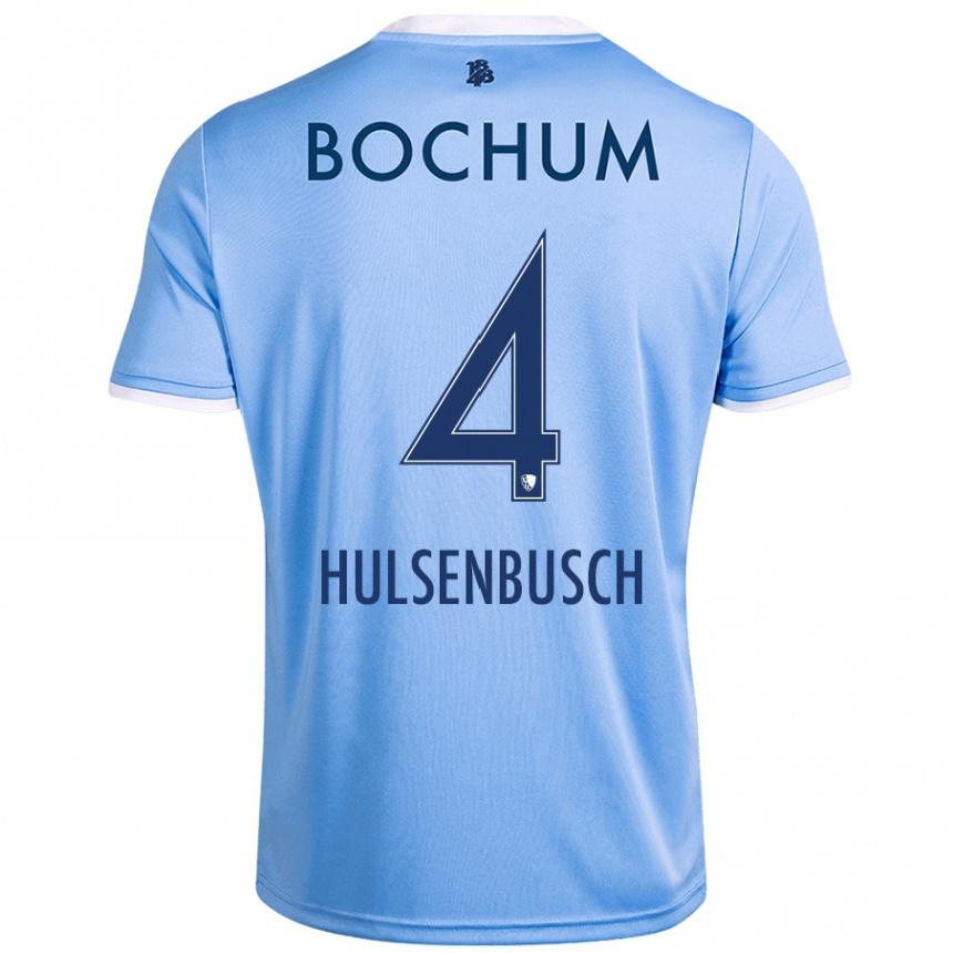 Kinder Fußball Daniel Hülsenbusch #4 Himmelblau Auswärtstrikot Trikot 2024/25 T-Shirt Luxemburg